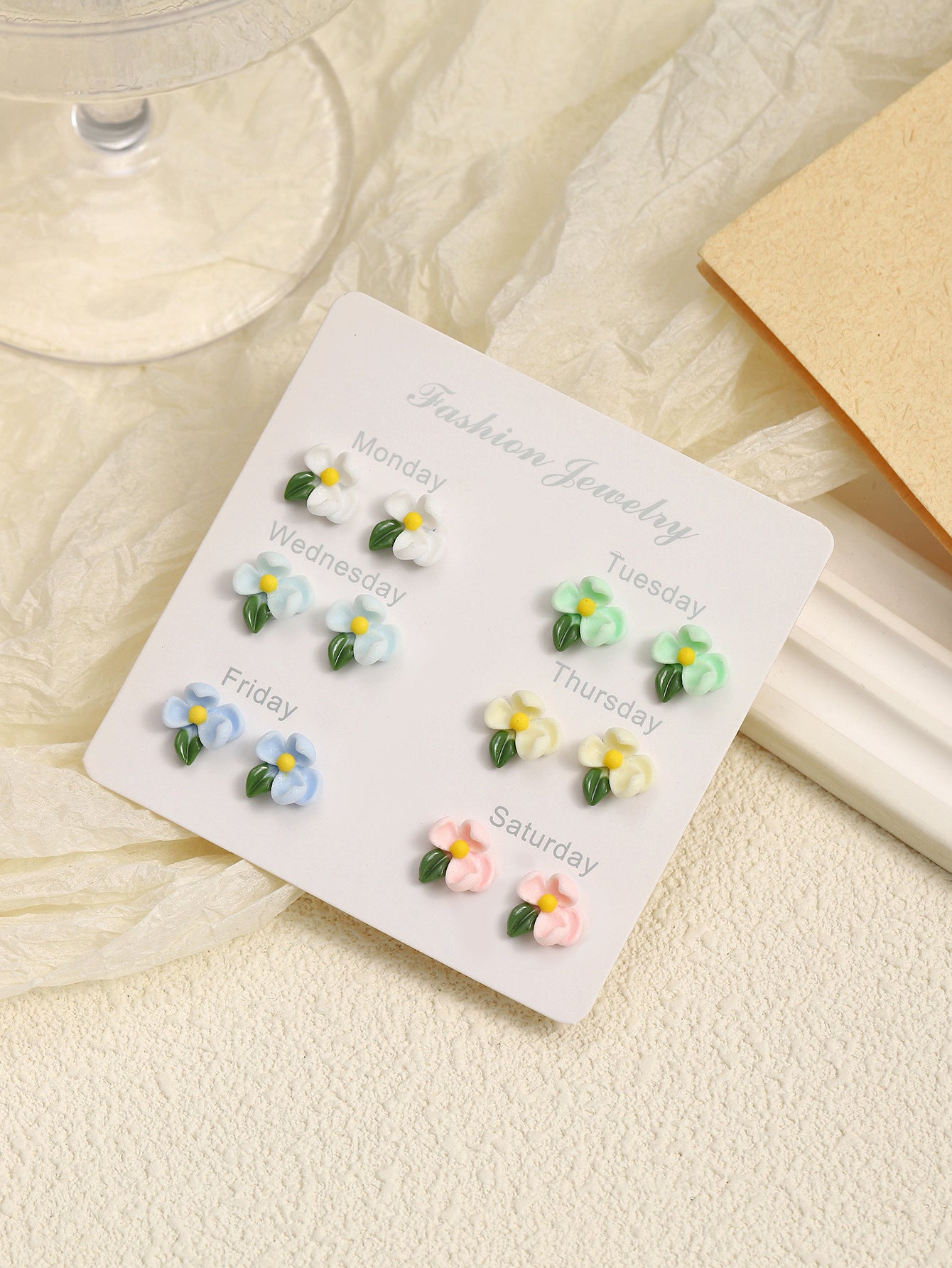 Wholesale Colorful resin flower earrings set