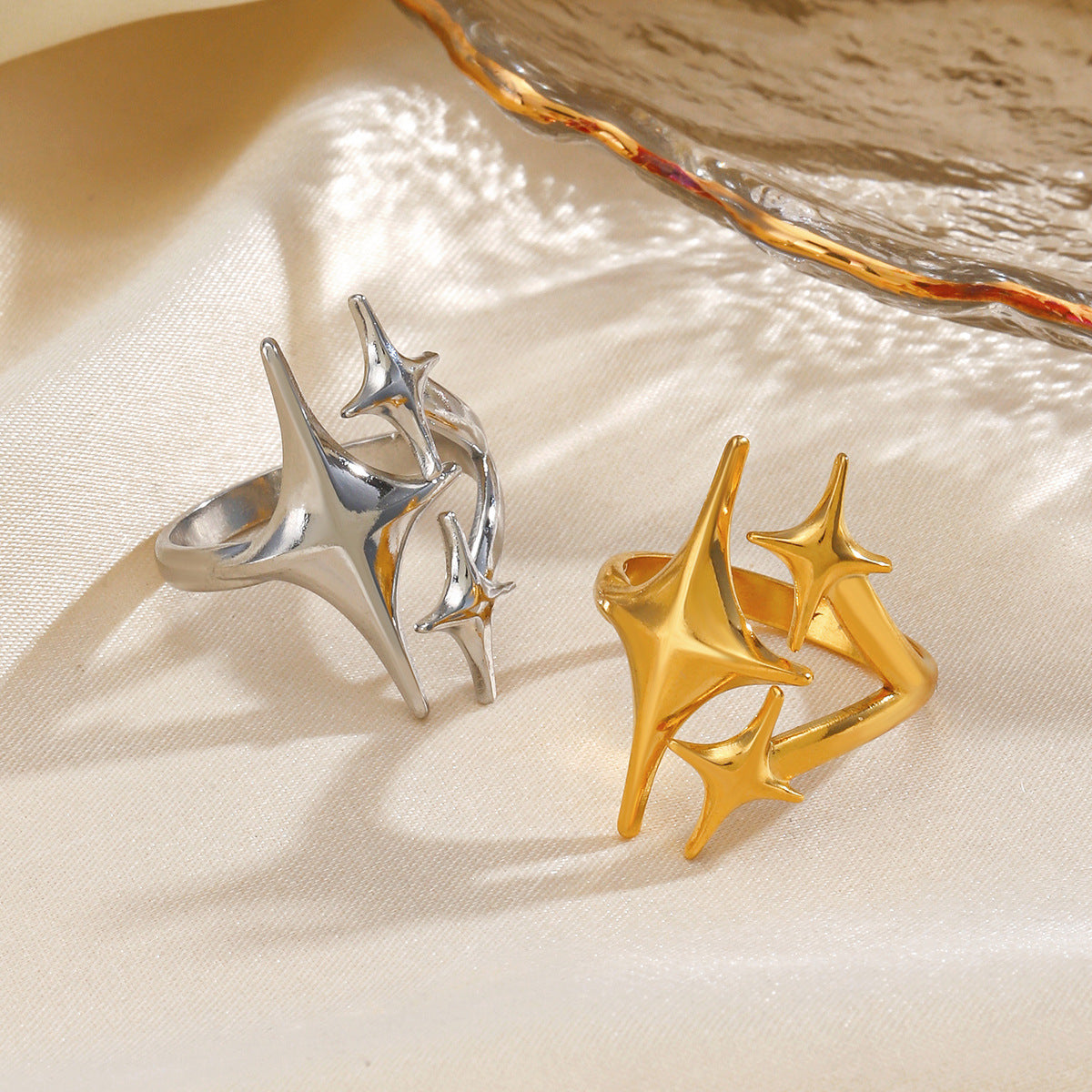 Wholesale Modern Star Opening Ring Stainless Steel Fashion Jewelry Accessory for Everyday Wear