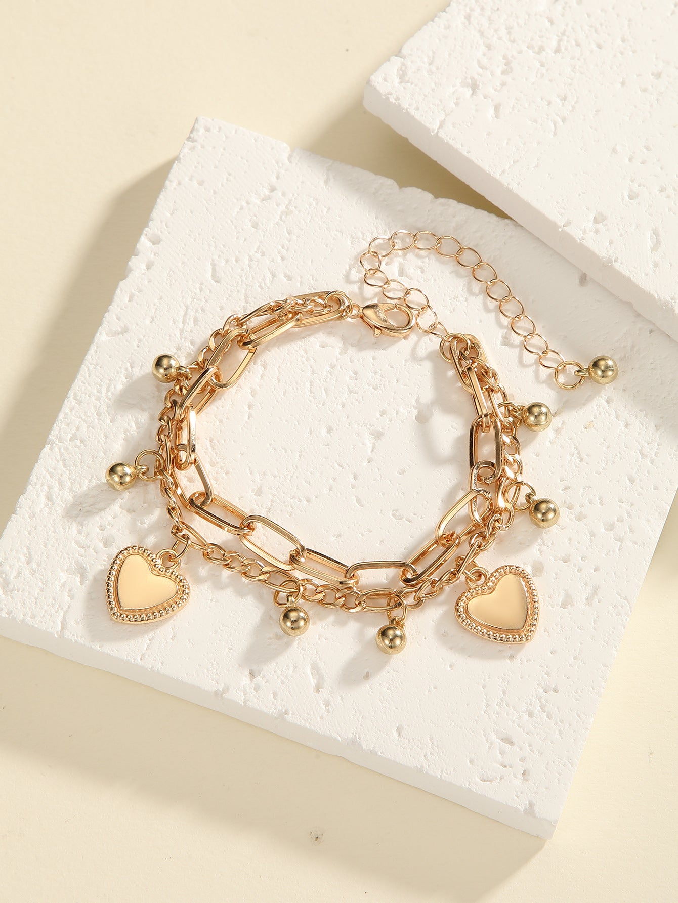 Wholesale Heart-shaped double-layered bracelet