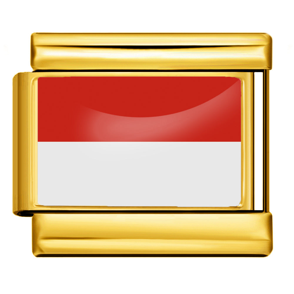 Wholesale 5pcs Italian Charm Bracelet 9mm DIY Splicing Gold Base World Flag Stainless Steel Composable Bracelet