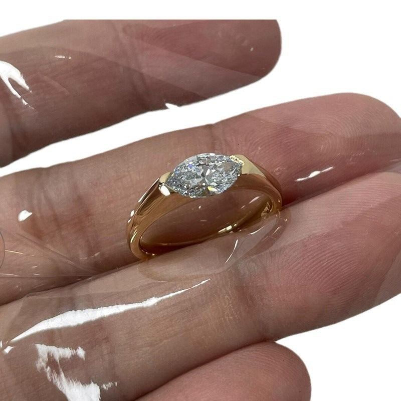 Wholesale Stylish Copper Ring with Rhombus Zircon,  Retro Design,  Fashion Jewelry Accessory for Women,  Boutique Resale