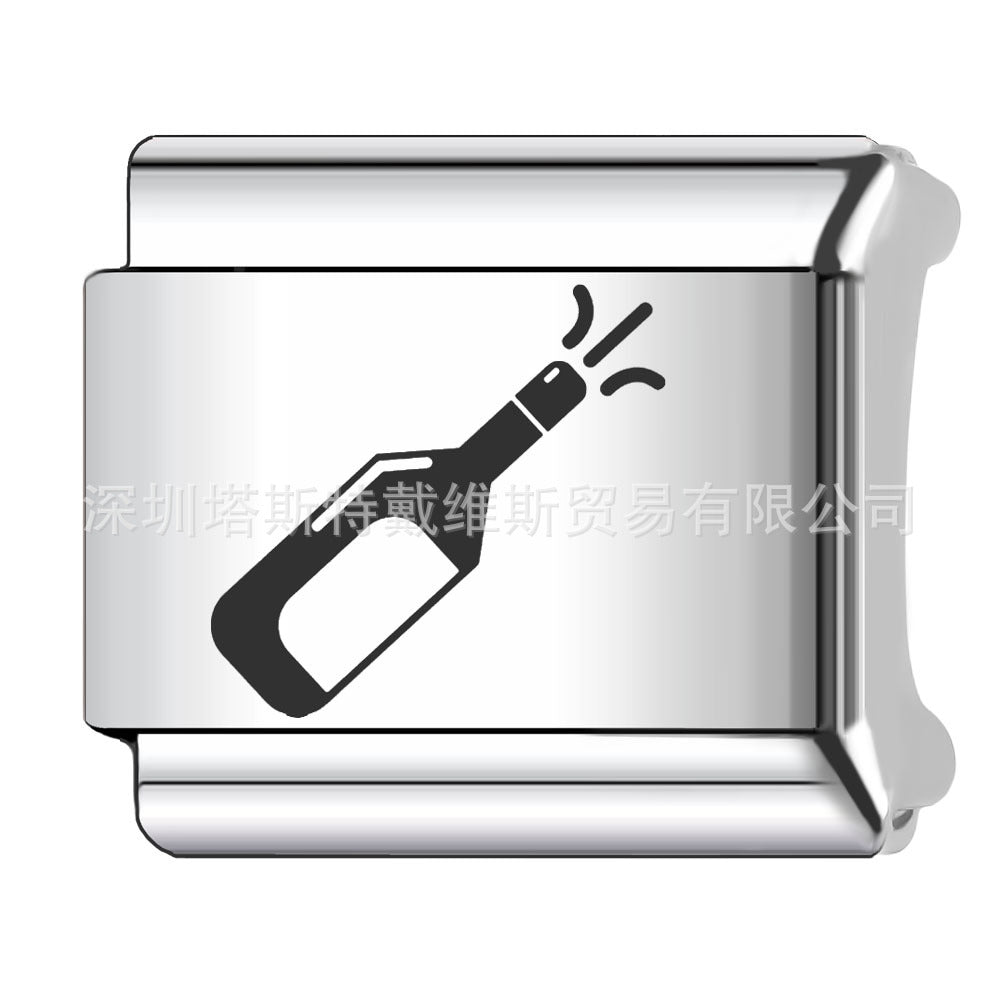 Wholesale 9mm Italian Charm Starter Bracelets DIY square Single Section Creative Stainless Steel Composable Bracelet