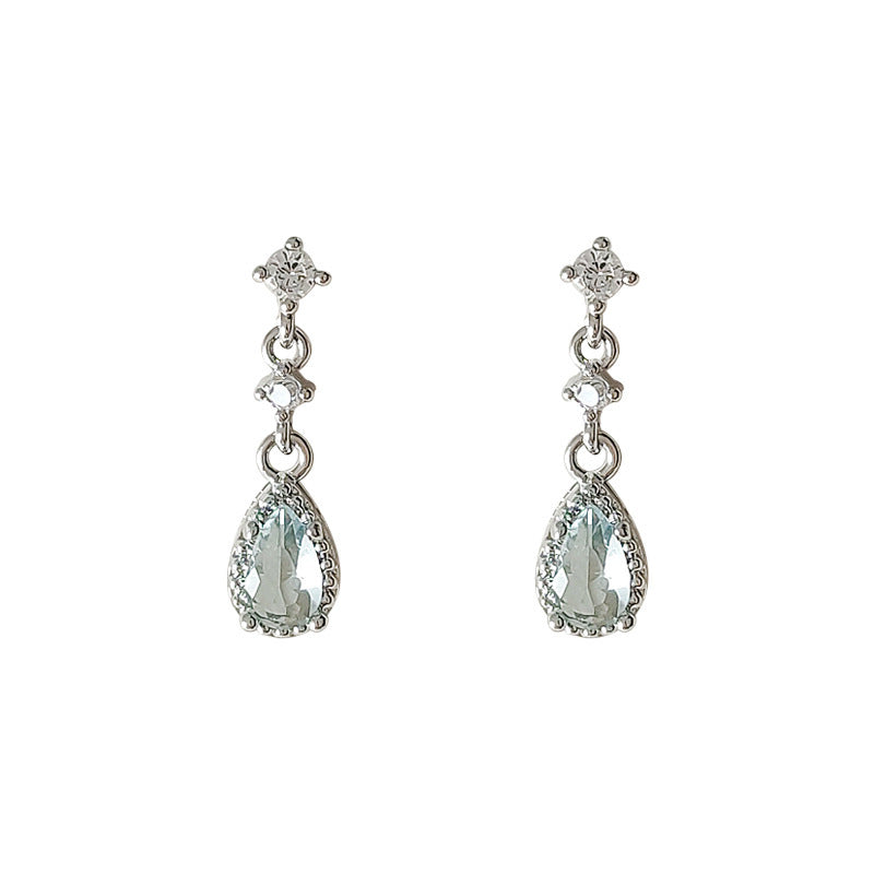 Wholesale Electroplated Alloy Blue Drop Zircon Earrings Retro Style Fashion Accessory