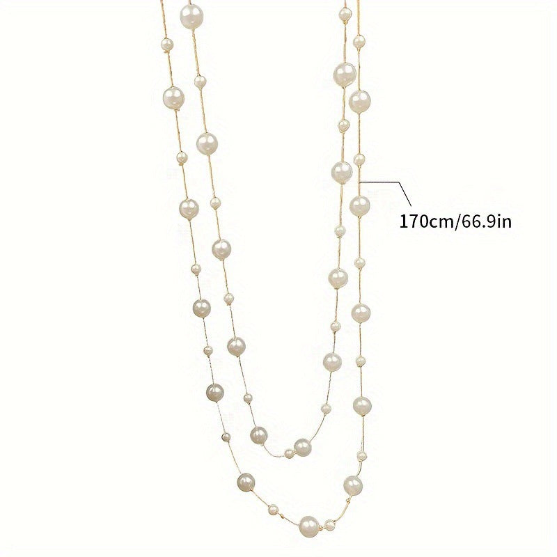 Wholesale long multi-layer pearl necklace