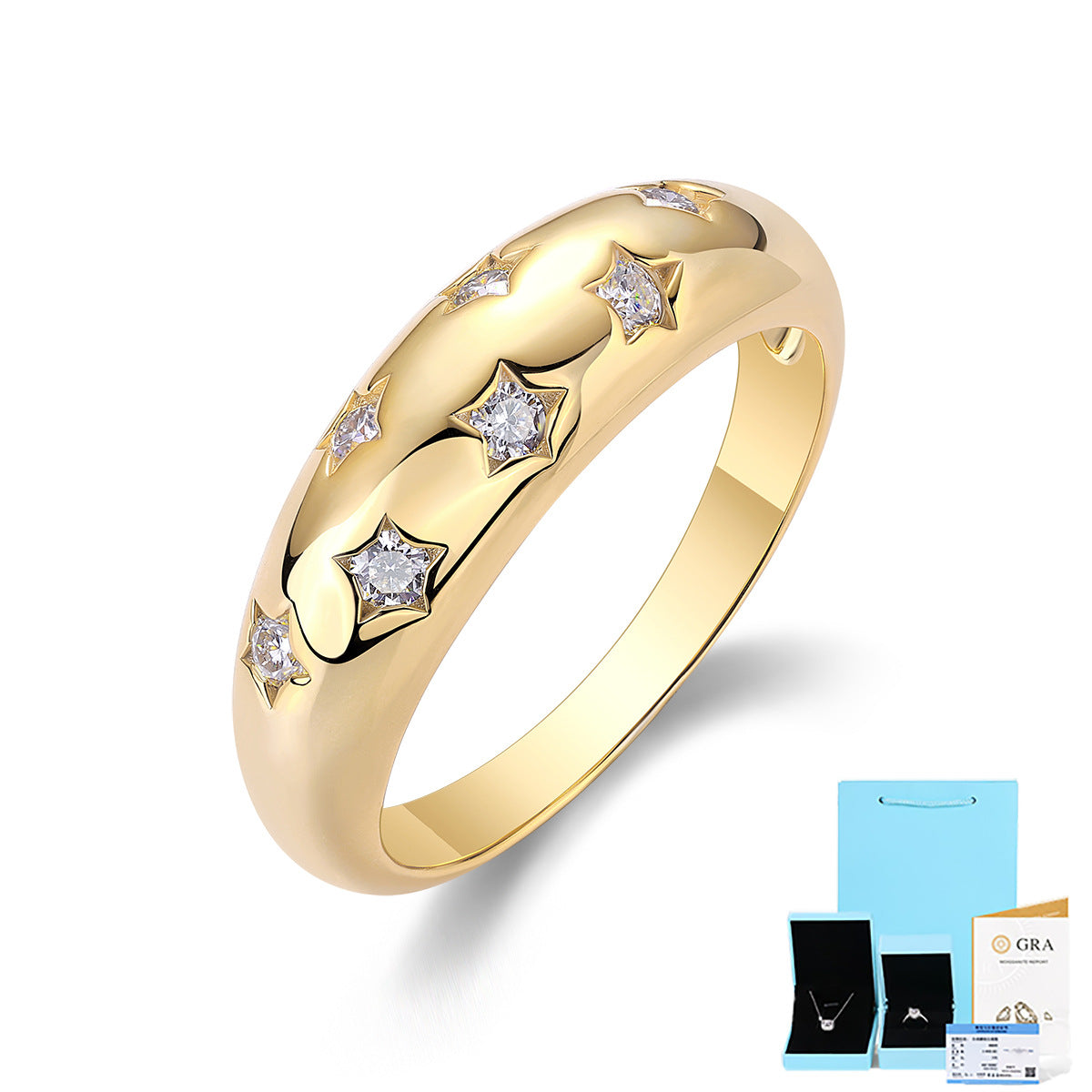 Wholesale S925 silver plated gold color star ring