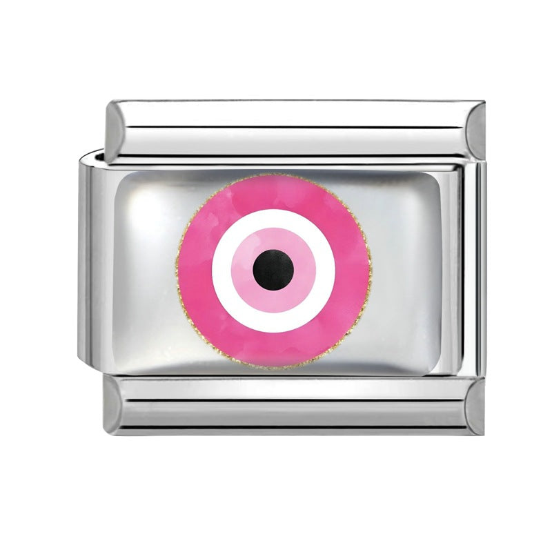 Wholesale Italian Charm Bracelet 9mm DIY Colorful Element Pink Pattern  Creative Stainless Steel Composable Bracelet