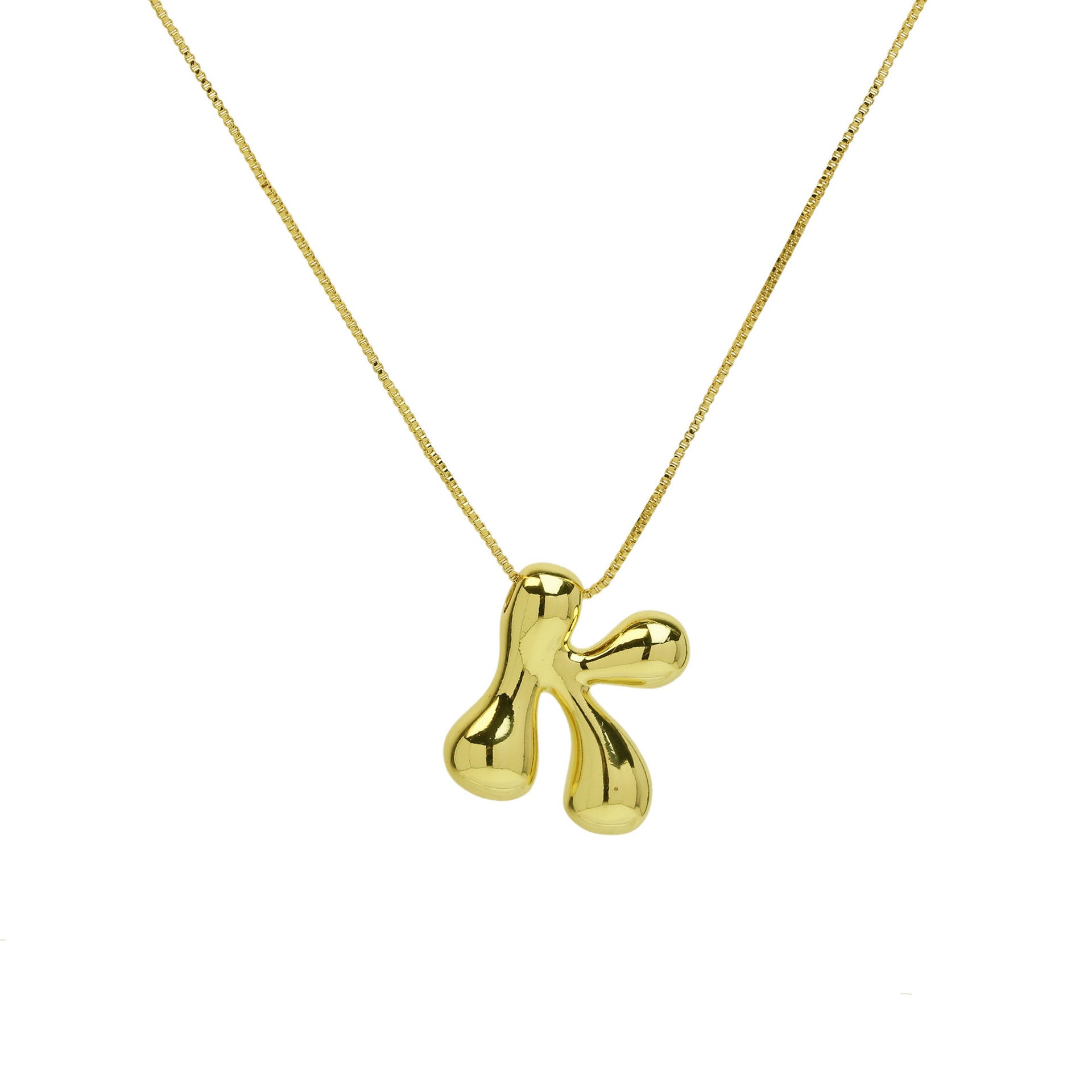 Wholesale 18K Brass Glossy Balloon Bubble 26 Letter Pendant Necklaces ACC-NE-BaiYi001