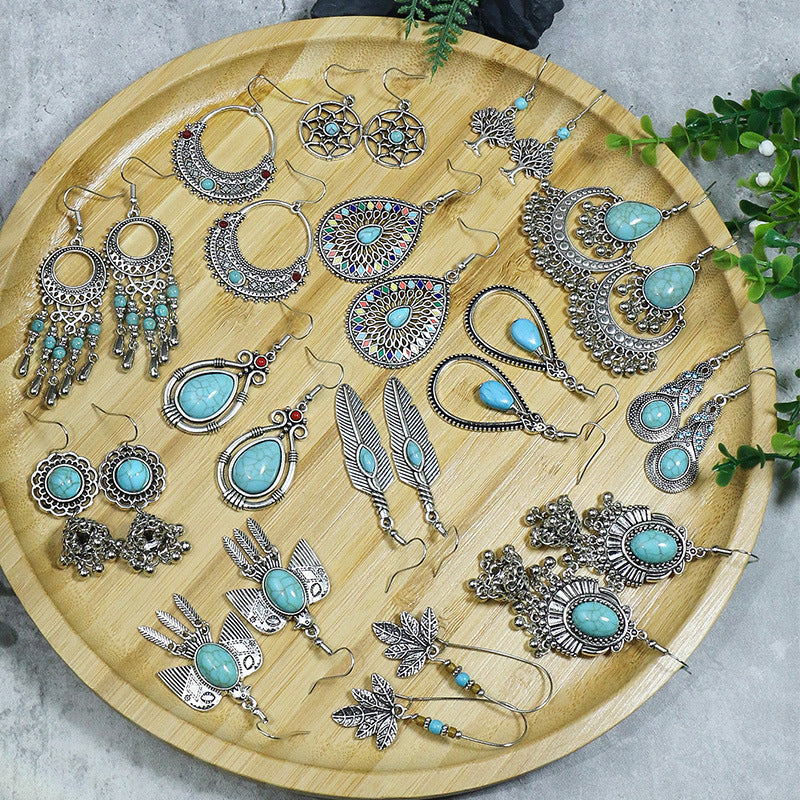 Wholesale Vintage Style Bohemian Waterdrop Shape Long Earrings
