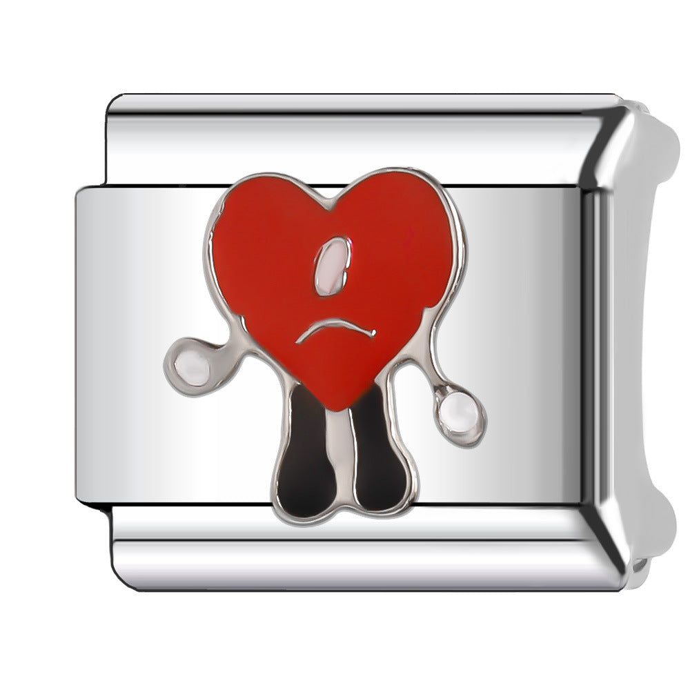 Wholesale Italian Charm Bracelet 9mm DIY Splicing Red Series Stainless Steel Composable Bracelet