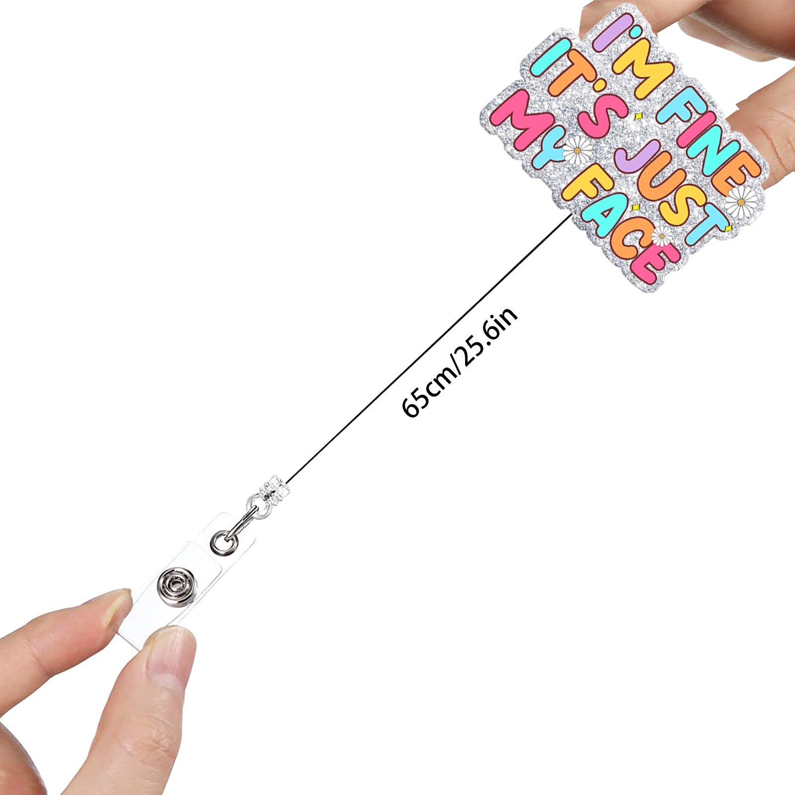 Wholesale Humorous Flower Quote Retractable Badge Reel Rotating ID Card Clip Acrylic ABS for Medical Staff Decorative Bag Charm