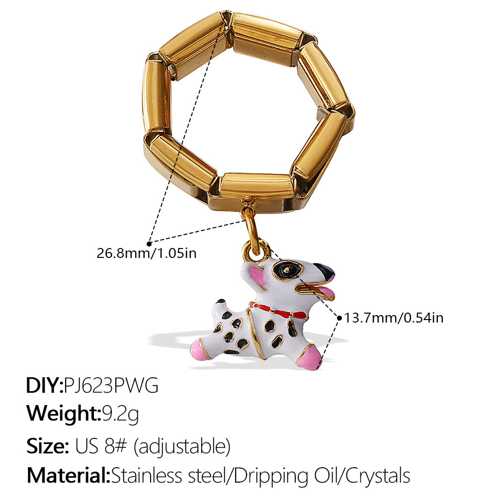 Wholesale Stainless Steel 18K Gold-Plated Pendant Ring Oil Dripping Accessible Luxury Hot-Selling Popular Pendant Ring Jewelry