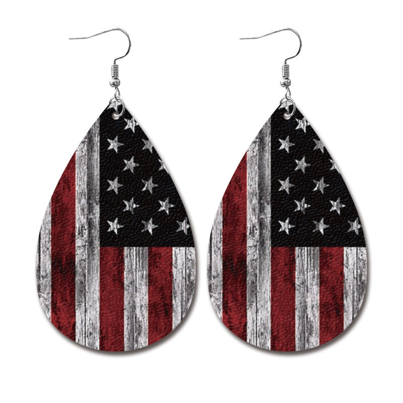 Wholesale  Independence Day leather earrings