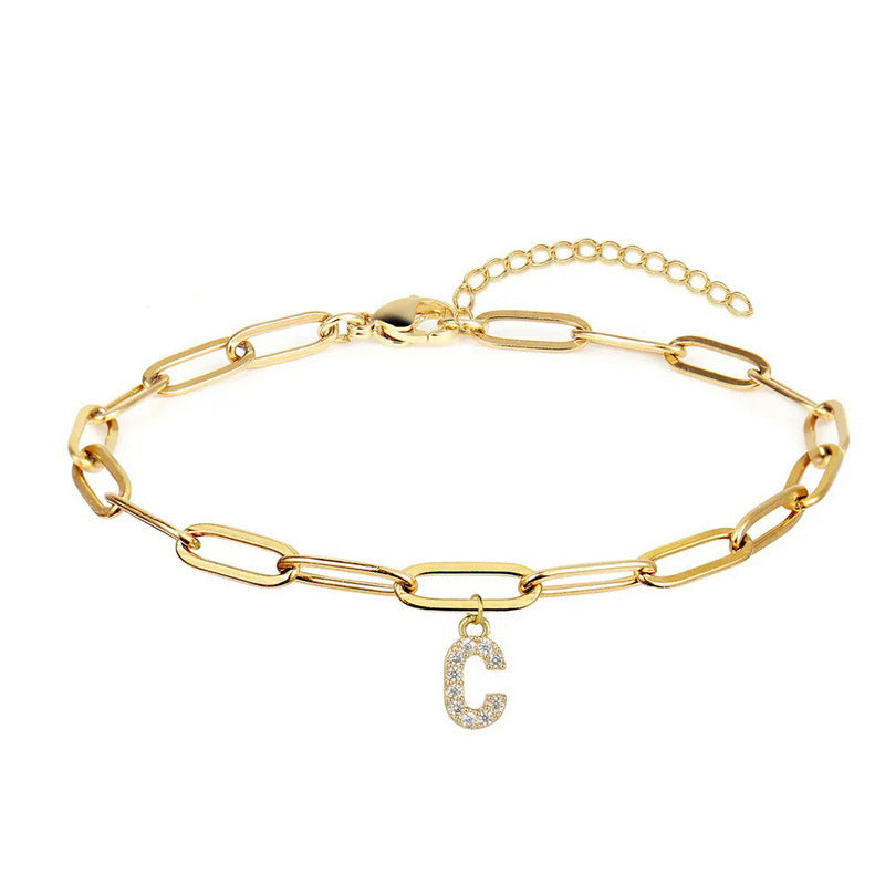 Wholesale 26 Letters Diamond Alloy Bracelet ACC-BT-YingHao003