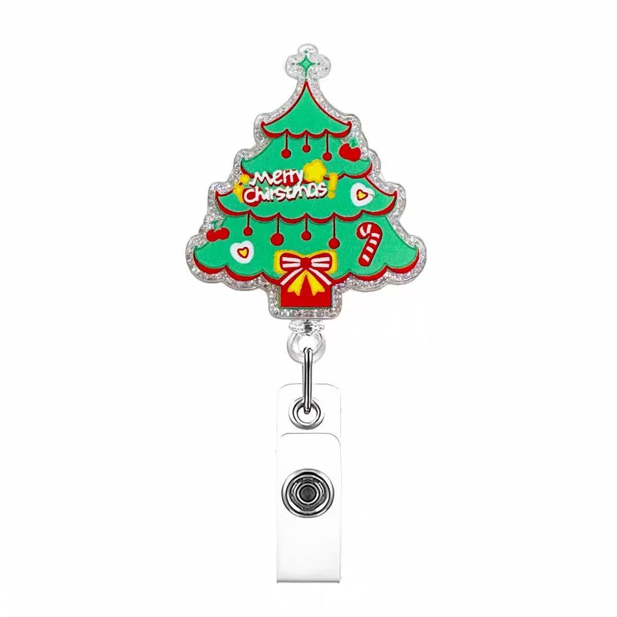 Wholesale Christmas tree bell badge name Badge Reels