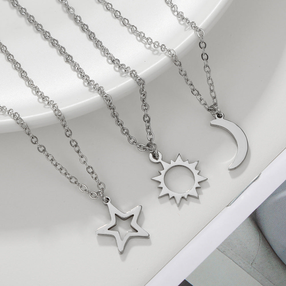 Wholesale Stainless Steel Necklaces Sun Moon Star Clavicle Necklaces Choker Necklaces ACC-NE-ZhuJi015