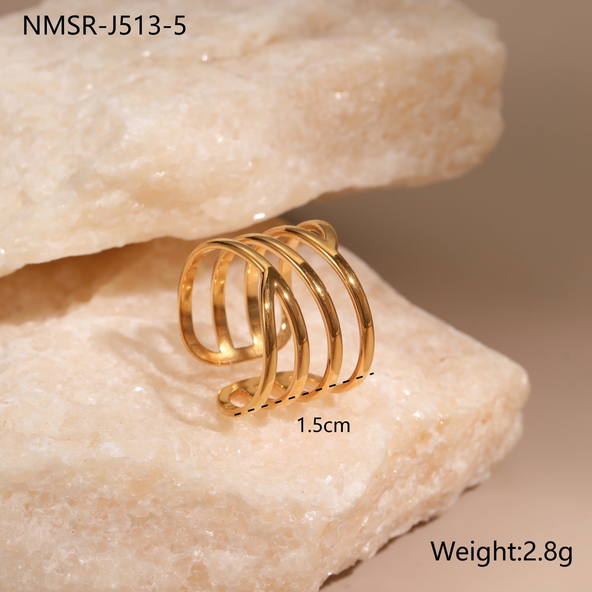 Wholesale Stainless steel 18K gold plated open ring
