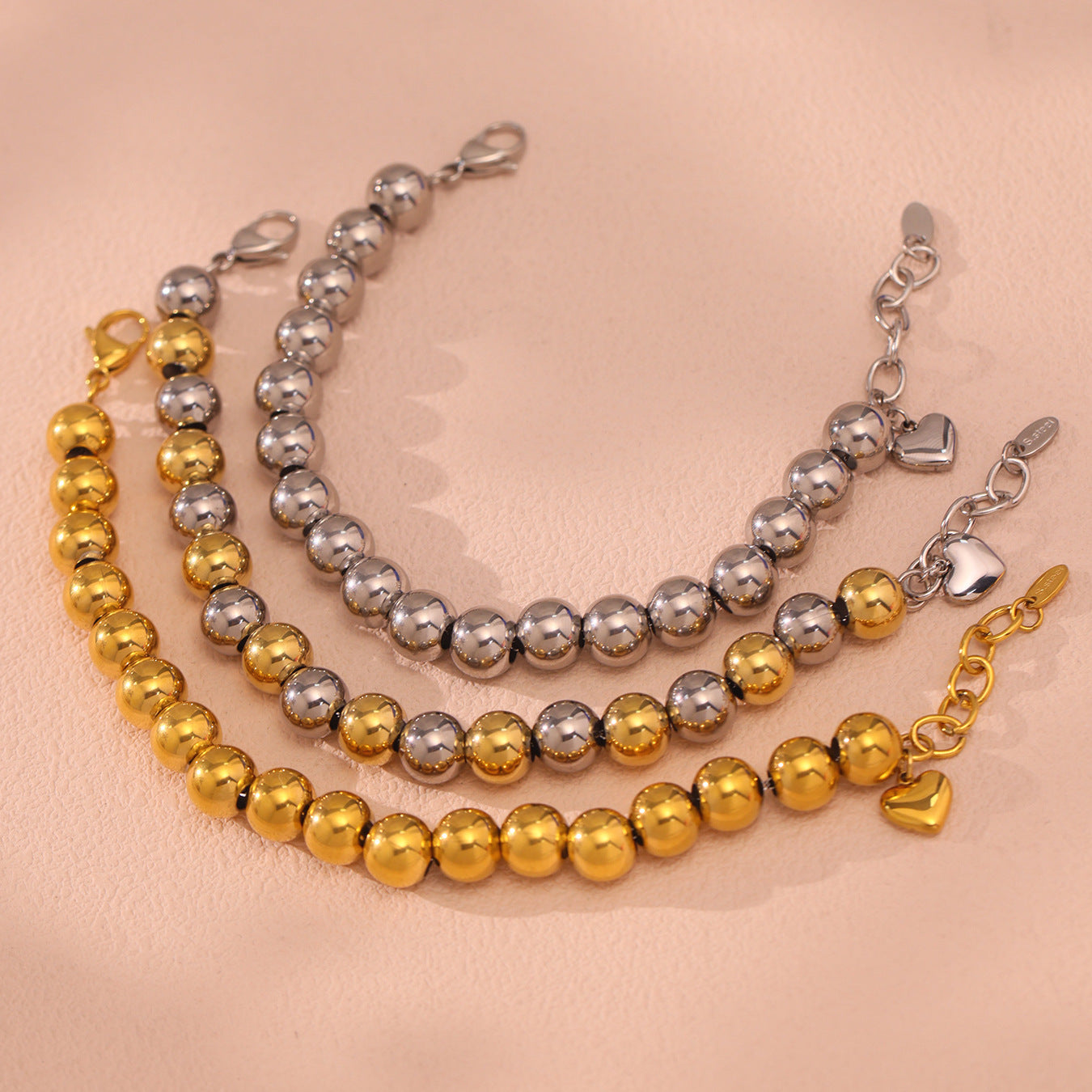 Wholesale Stainless Steel Color-Blocking Hollow Round Bead Handmade Beaded Bracelet