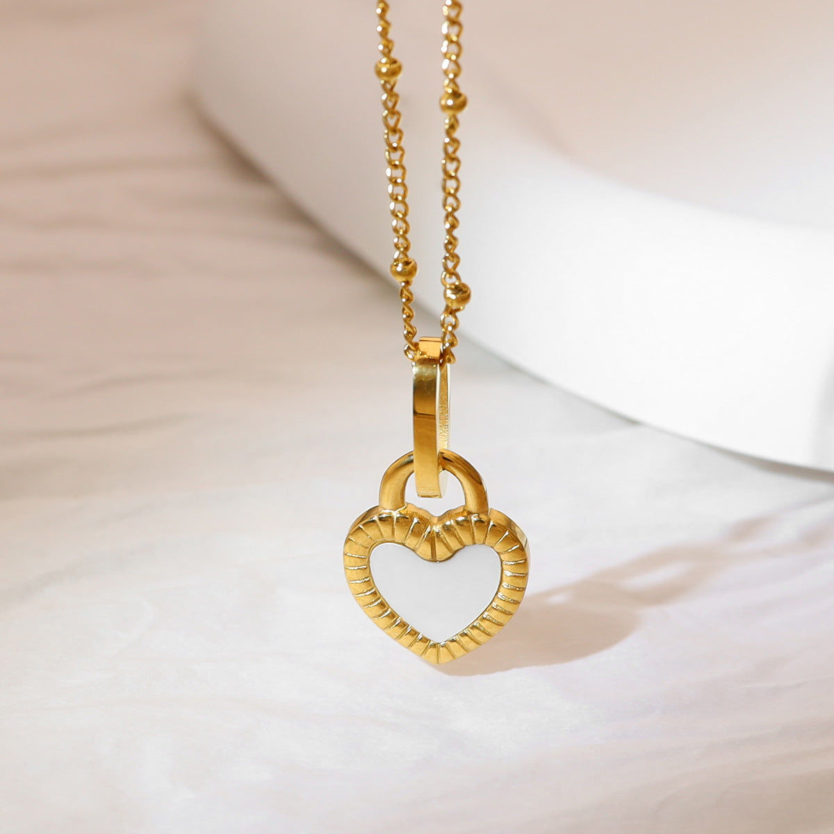 Wholesale Titanium Steel Necklace Love Necklace 18K Gold Plated Necklace Double Sided Heart Pendant Necklace ACC-NE-Mingl001