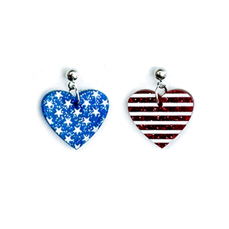 Wholesale American Independence Day Pentagram Acrylic Glitter Earrings ACC-ES-XinChuan013