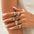 Wholesale Fashionable Joint Ring Set Hip-Hop Metallic Pleated Gemstone Rings