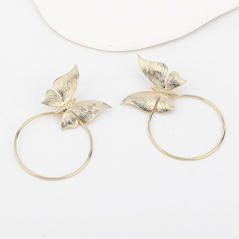 Wholesale  retro alloy butterfly hoop earrings