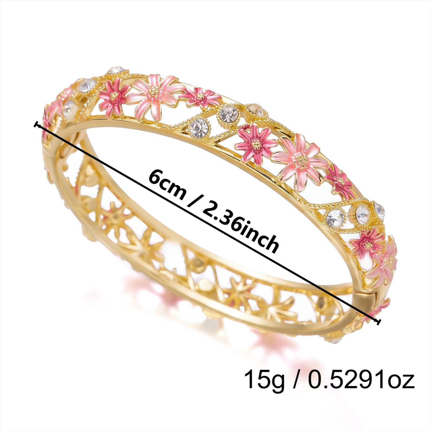Wholesale Retro Enamel Flower Open Bangle For Women Hollow Out Copper Jewelry Accessory Boutique Resale Party Gift