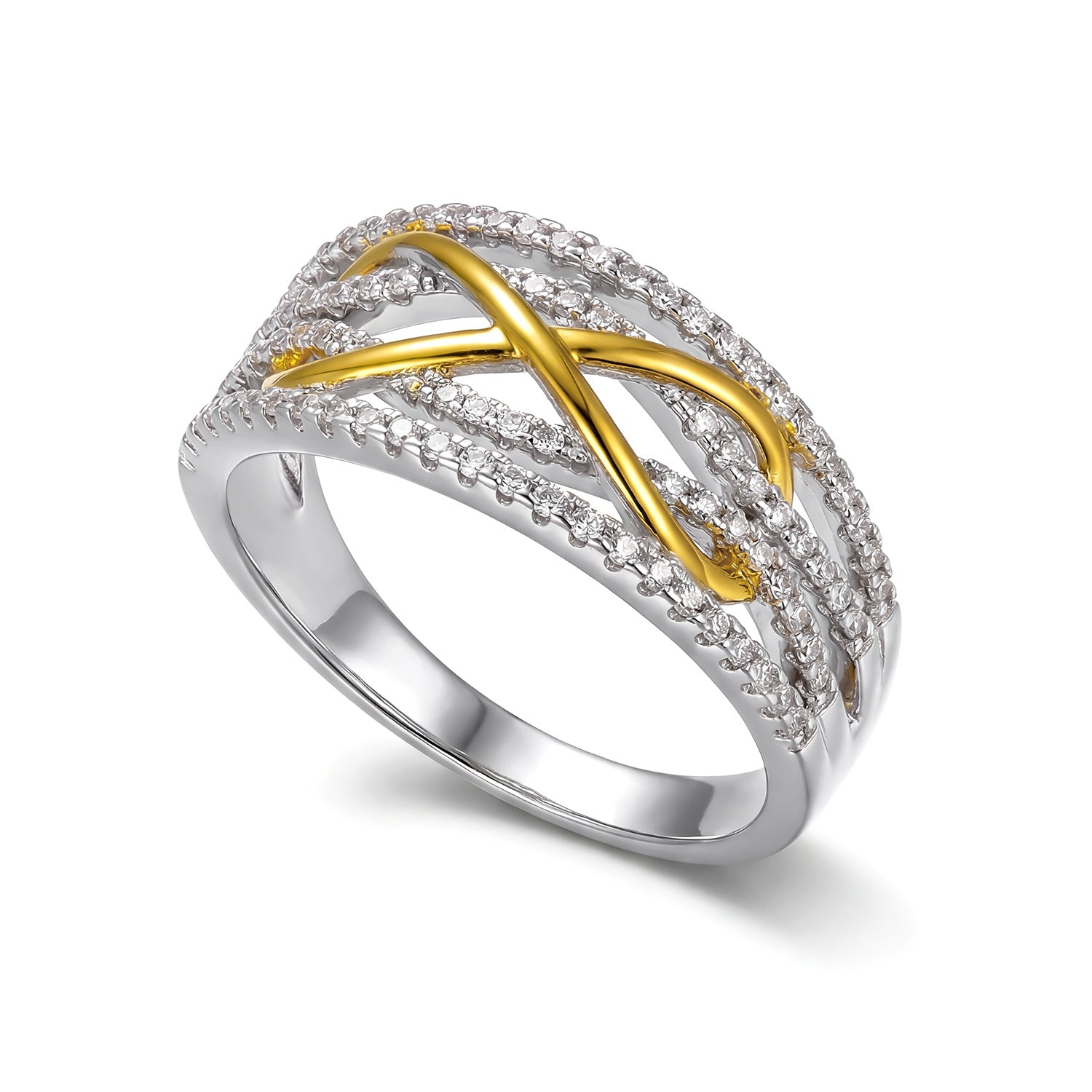Wholesale Three In One Heart Shaped Copper Zircon Ring Trendy Everyday Jewelry Accessory
