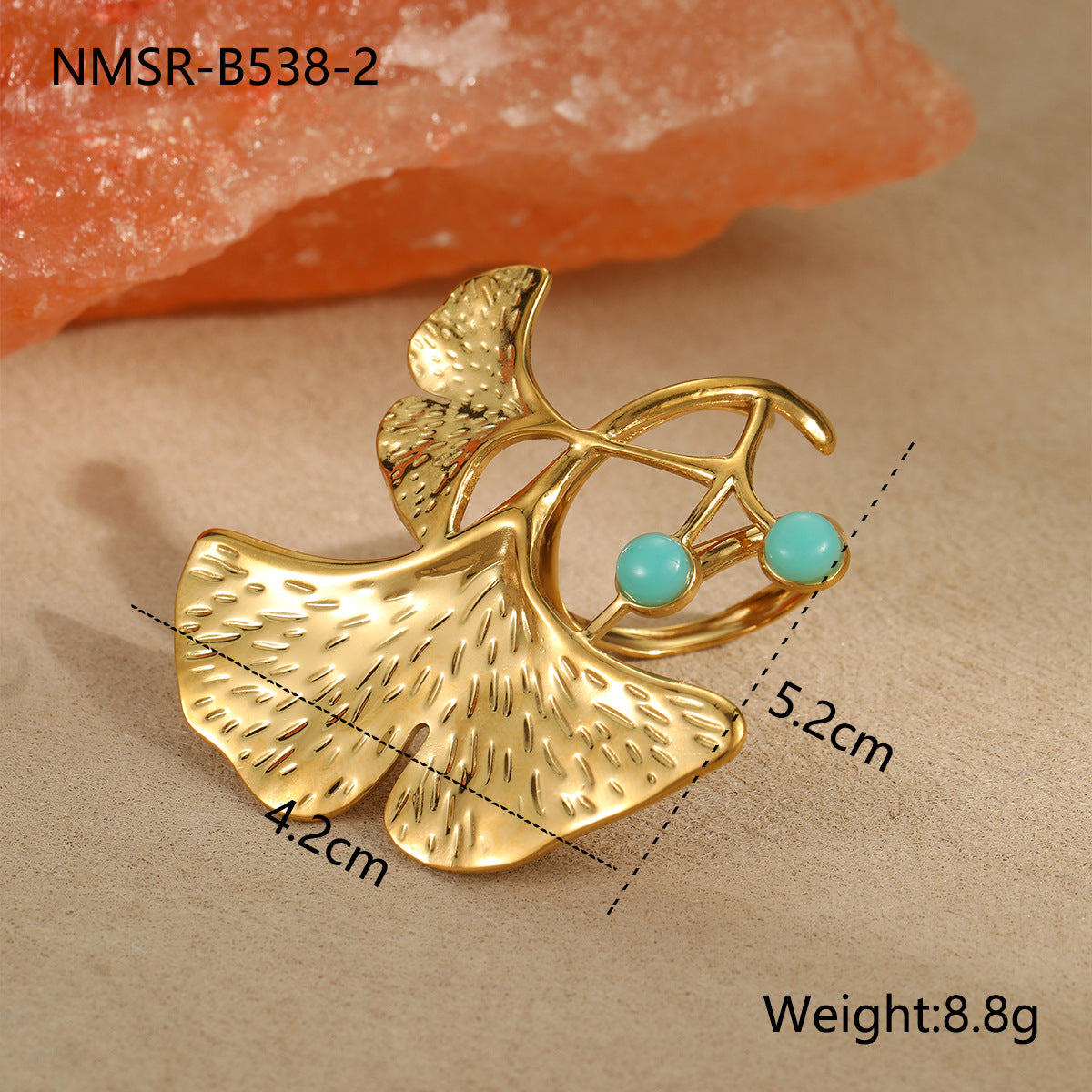 Wholesale  luxury ginkgo leaf exaggerated earrings stainless steel bracelet rings