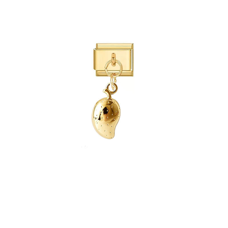 Wholesale Trendy Gold Plated Grape Pendant Jewelry Accessory Stainless Steel Fruit Charm For DIY Craft And Boutique Resale