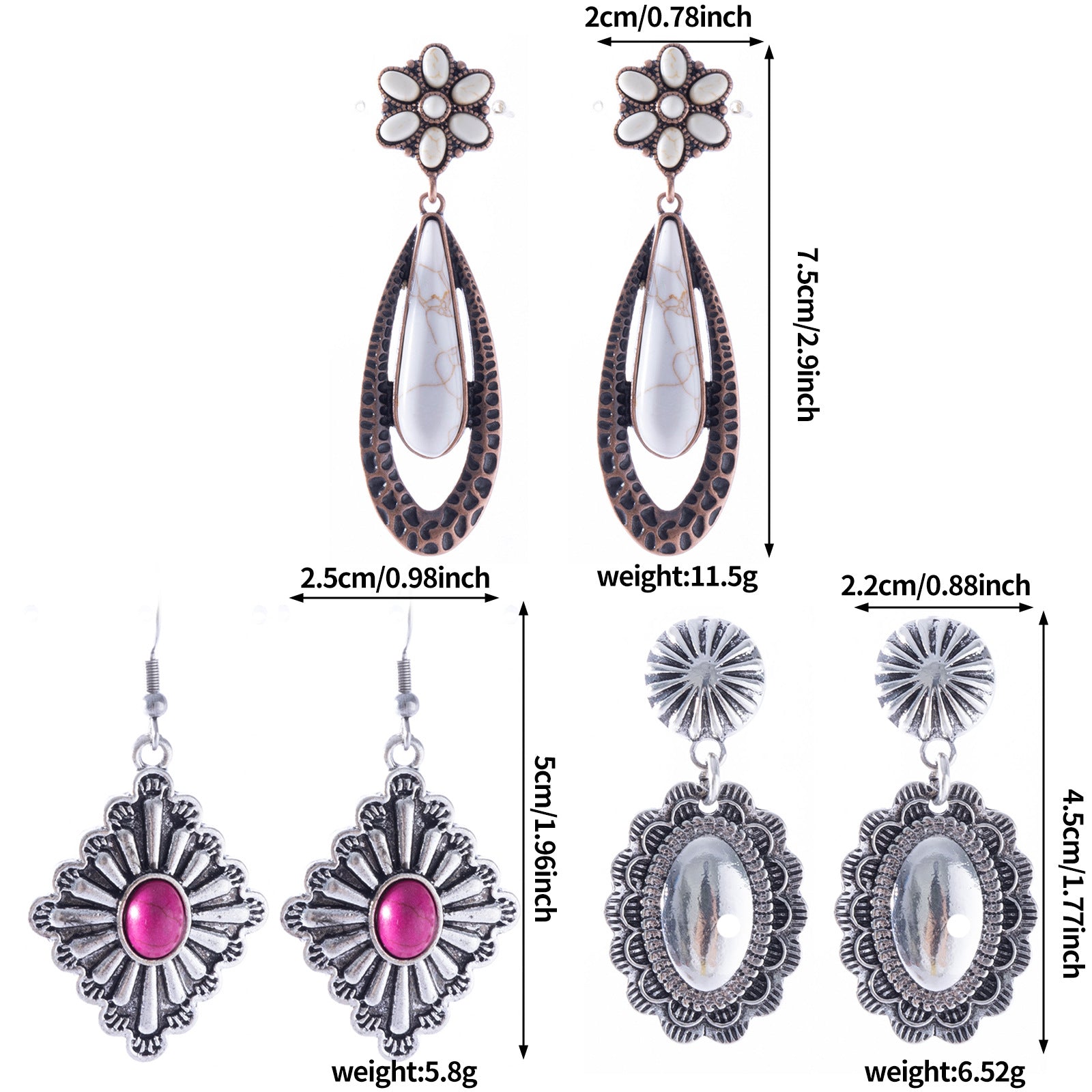 Wholesale Turquoise Flower Vintage Bohemian Earrings