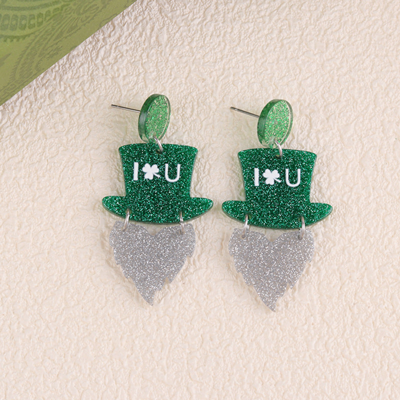 Wholesale St. Patrick's Day Flower Earrings Jewelry Set Acrylic Earrings