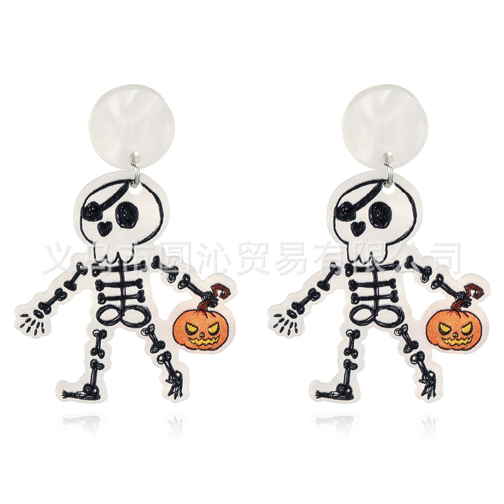 Wholesale   acrylic plate  skull pumpkin ghost mummy earrings