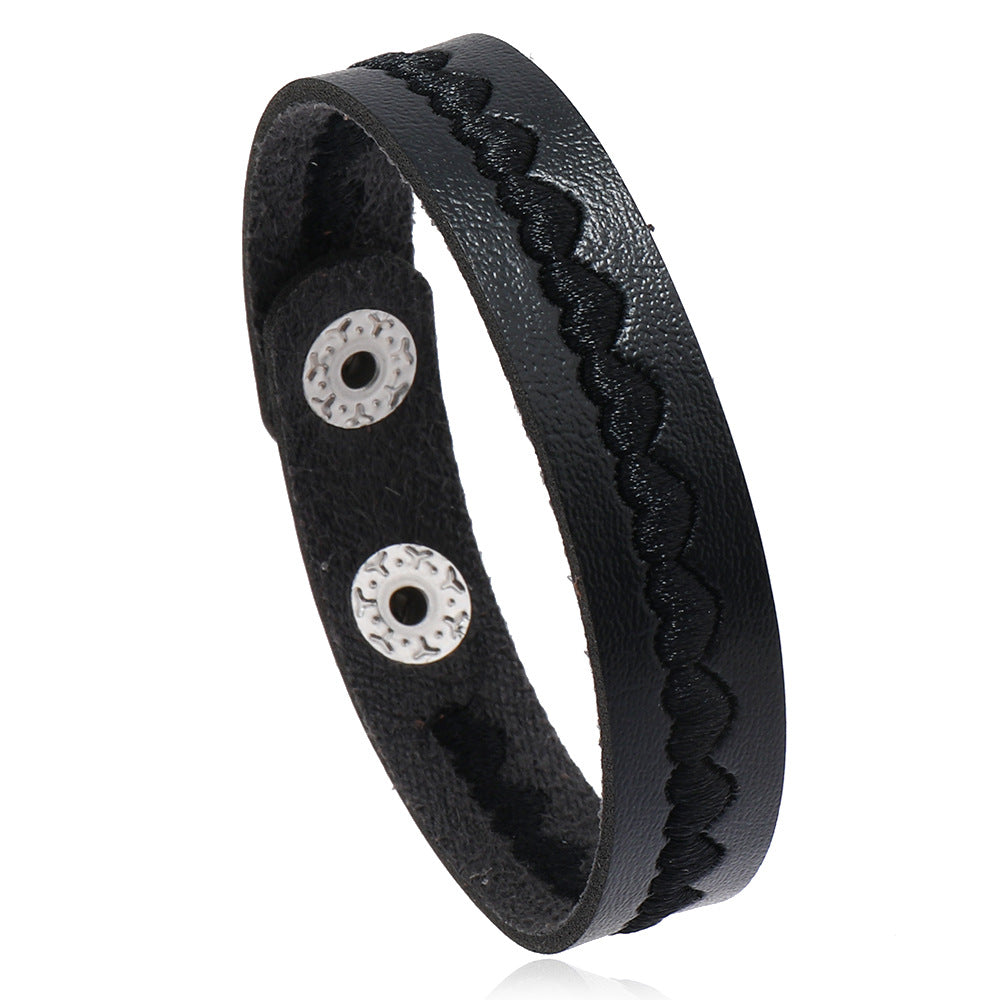 Wholesale 3PCS Leather Heart Embroidered Bracelet