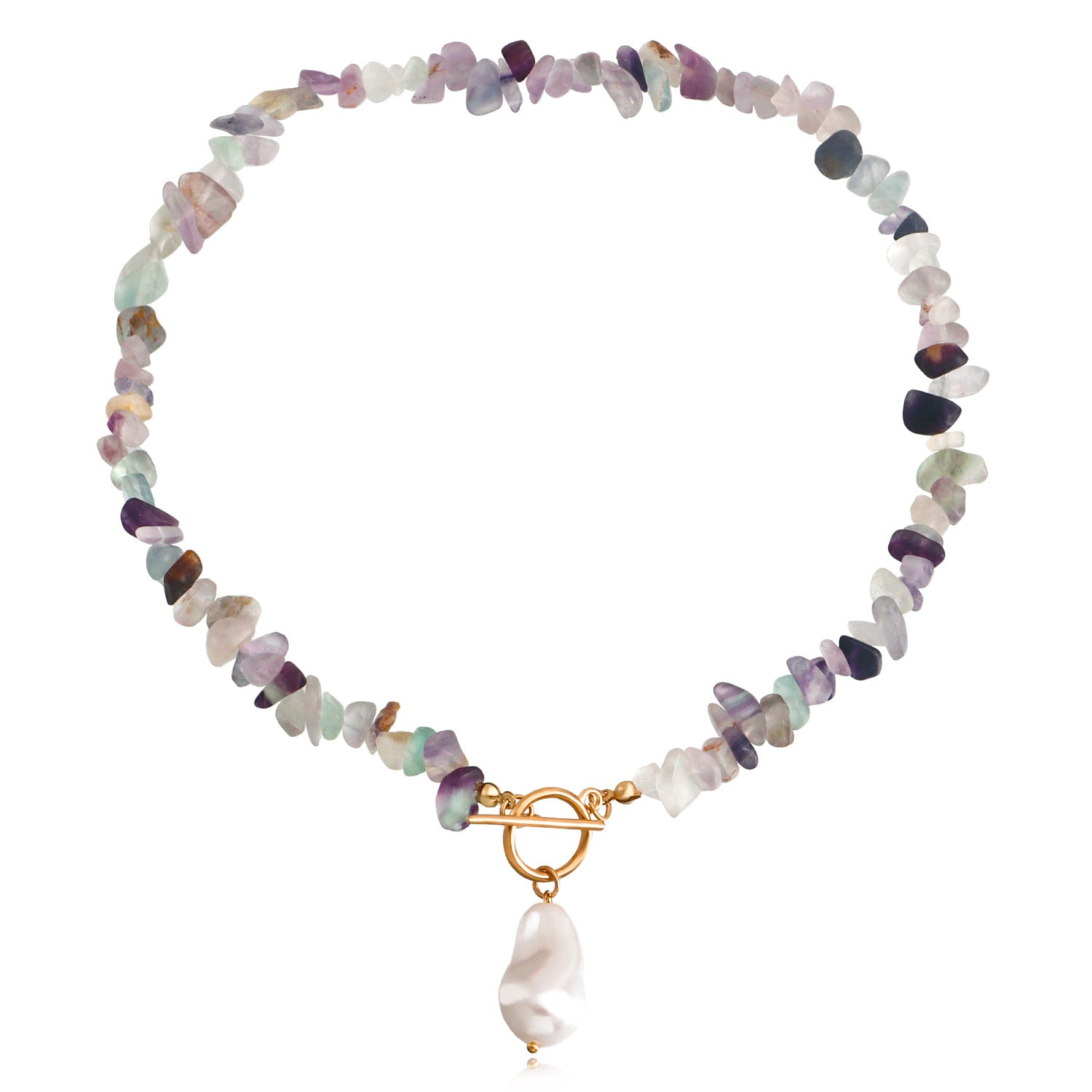 Wholesale Trendy Green Turquoise Irregular Pearl Necklace Alloy Jewelry Accessory