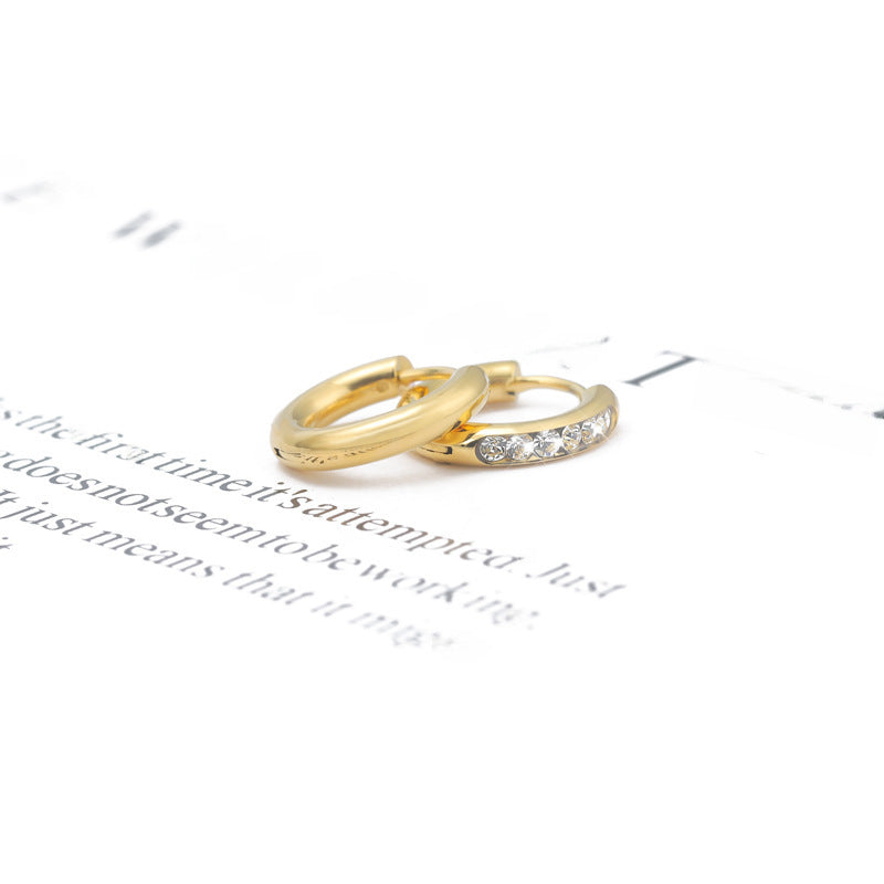 Wholesale Round Micro-paved Zirconia Stainless Steel Earrings