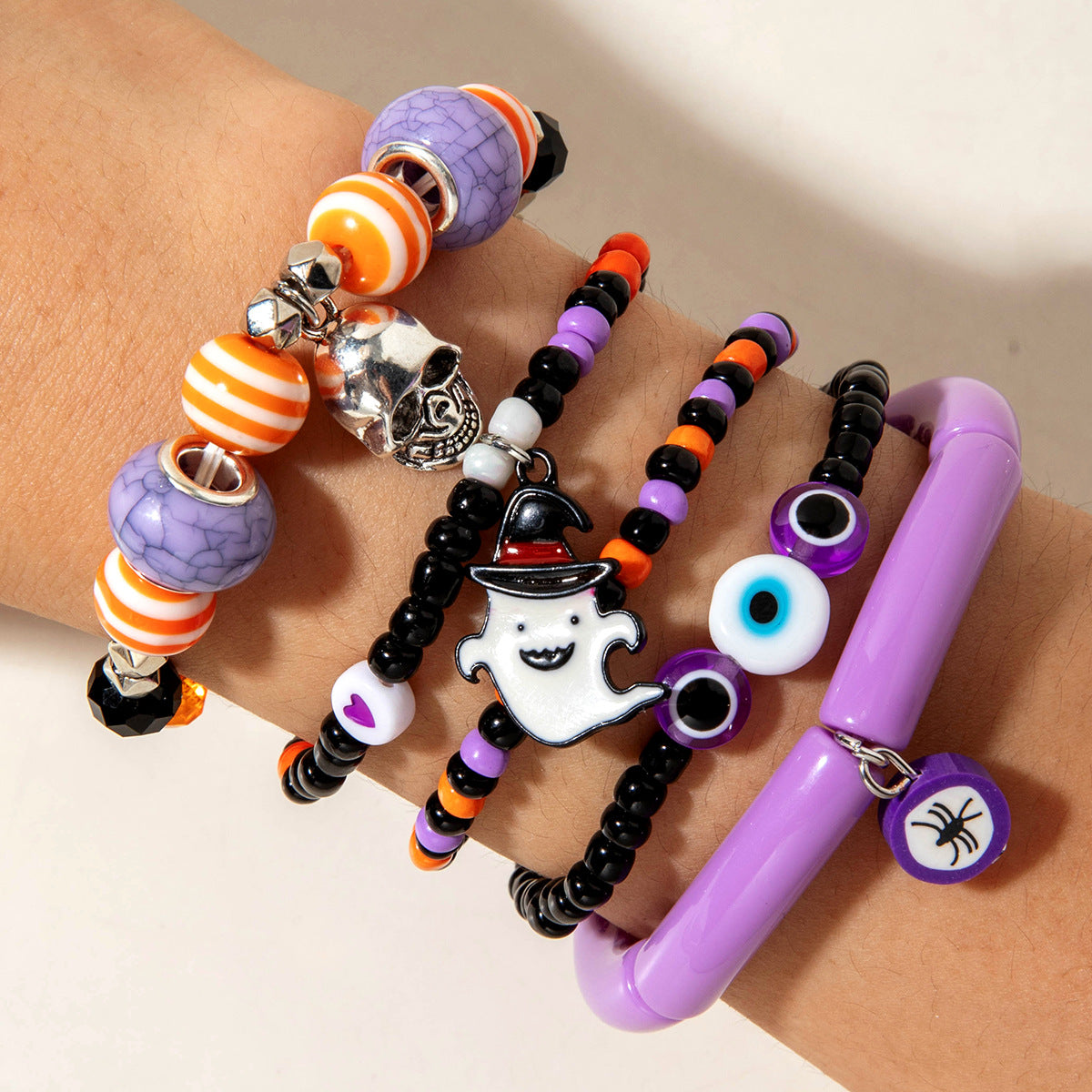 Wholesale  Funny Skull Rice Bead Bracelet Set