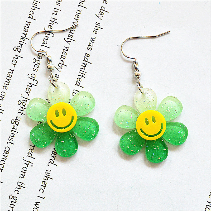 Wholesale Smiley Face Earrings Colorful Acrylic Flower Earrings ACC-ES-XN010