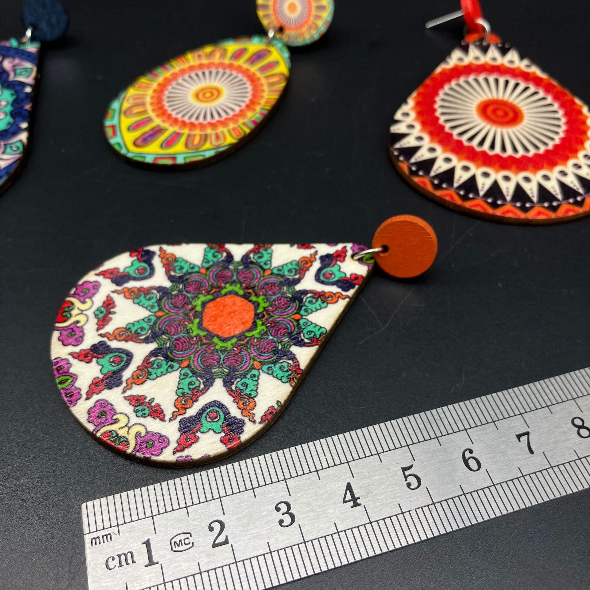 Wholesale Bohemian Printed Wooden Vintage Ethnic Style Earrings ACC-ES-FX027