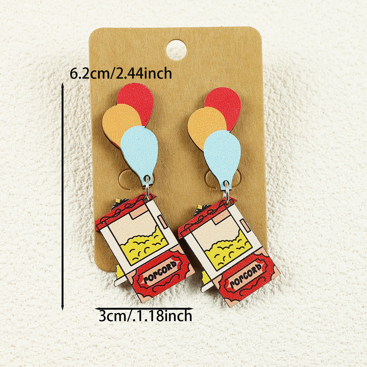 Wholesale Cute Balloon Popcorn Machine Colorful Women's Earrings