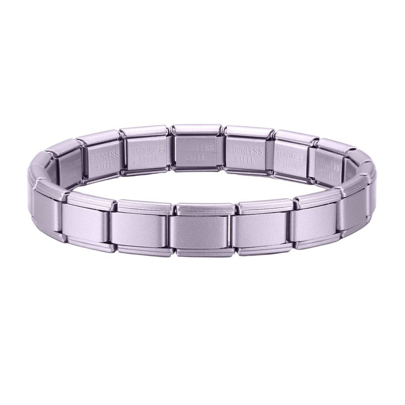 Wholesale Italian Charm Bracelet 9mm DIY Splicing Light Purple Series Stainless Steel Composable Bracelet