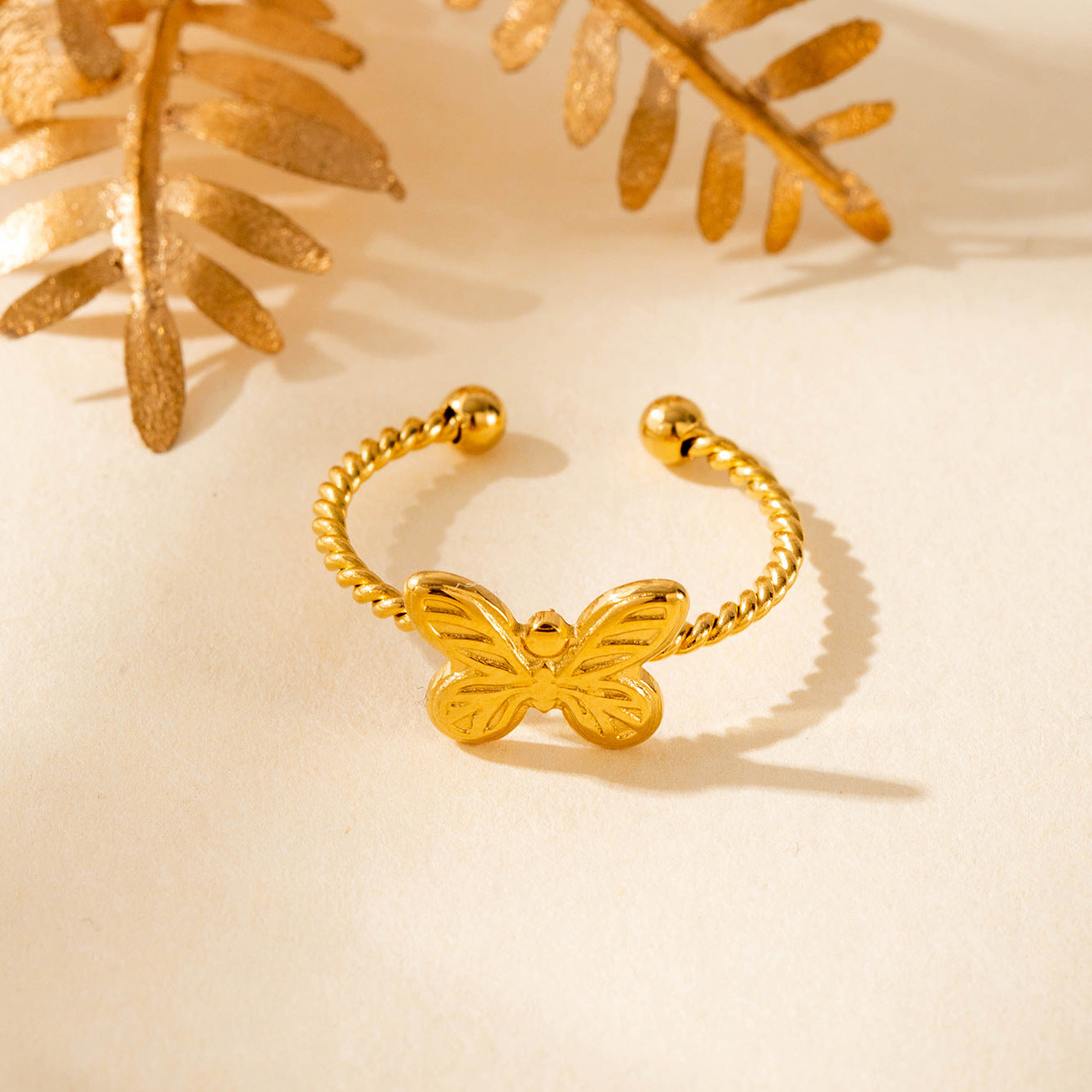 Wholesale Titanium Steel Love Heart-shaped Bow  Cute Sweet Opening Adjustable Ring