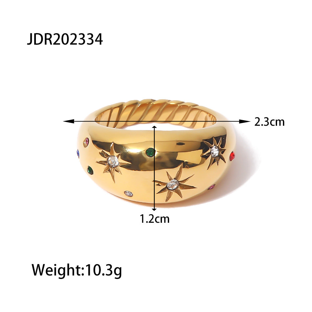 Wholesale Zircon Ring 18K Gold Plated Stainless Steel ACC-RS-Jied002