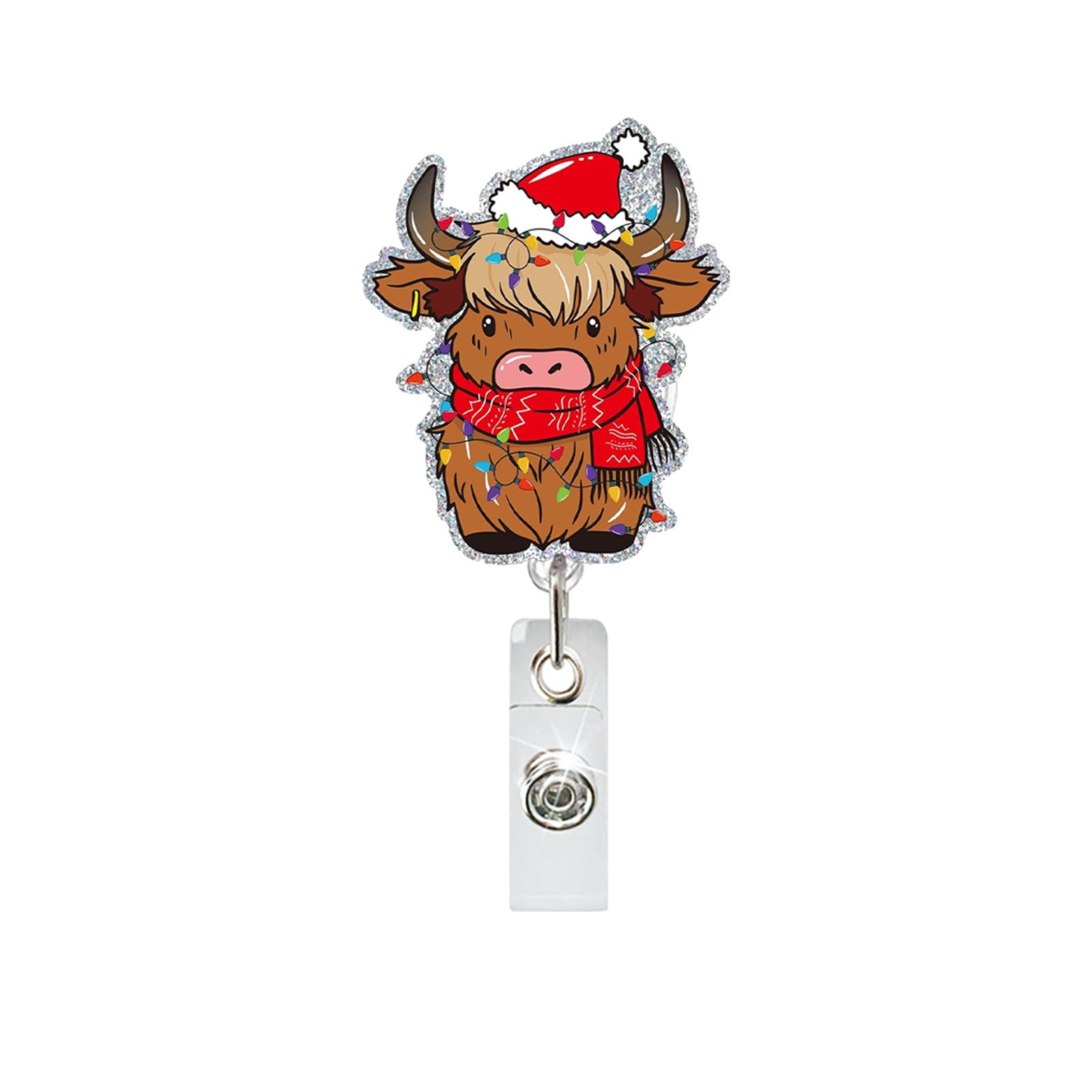 Wholesale Christmas-Themed Fun Acrylic Medical Badge Reel with Retractable Clip ID Holder Office Accessory Gift
