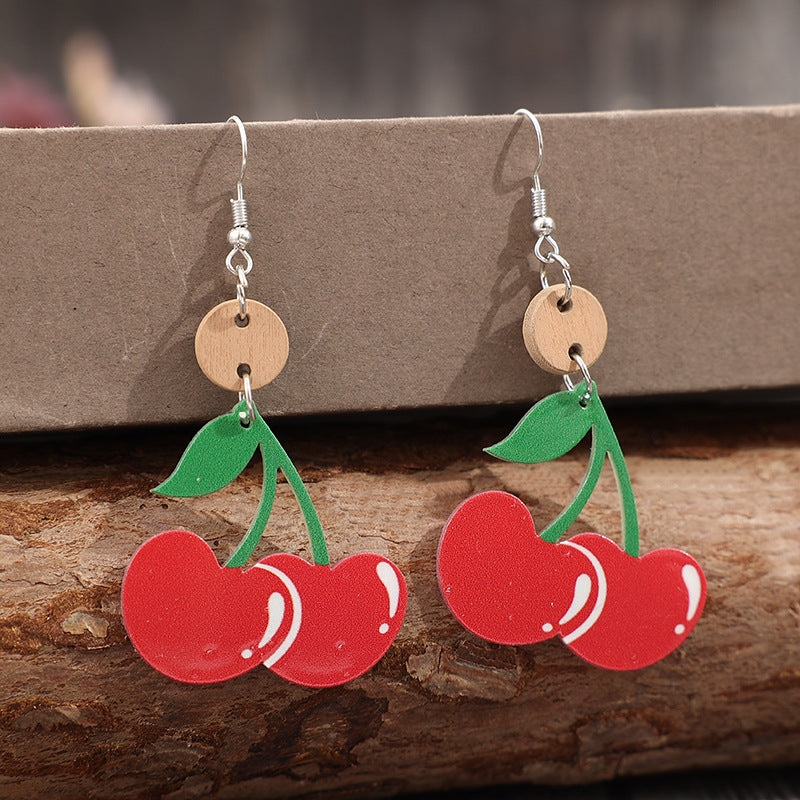 Wholesale Fruit Cherry Acrylic Cute Women Earrings