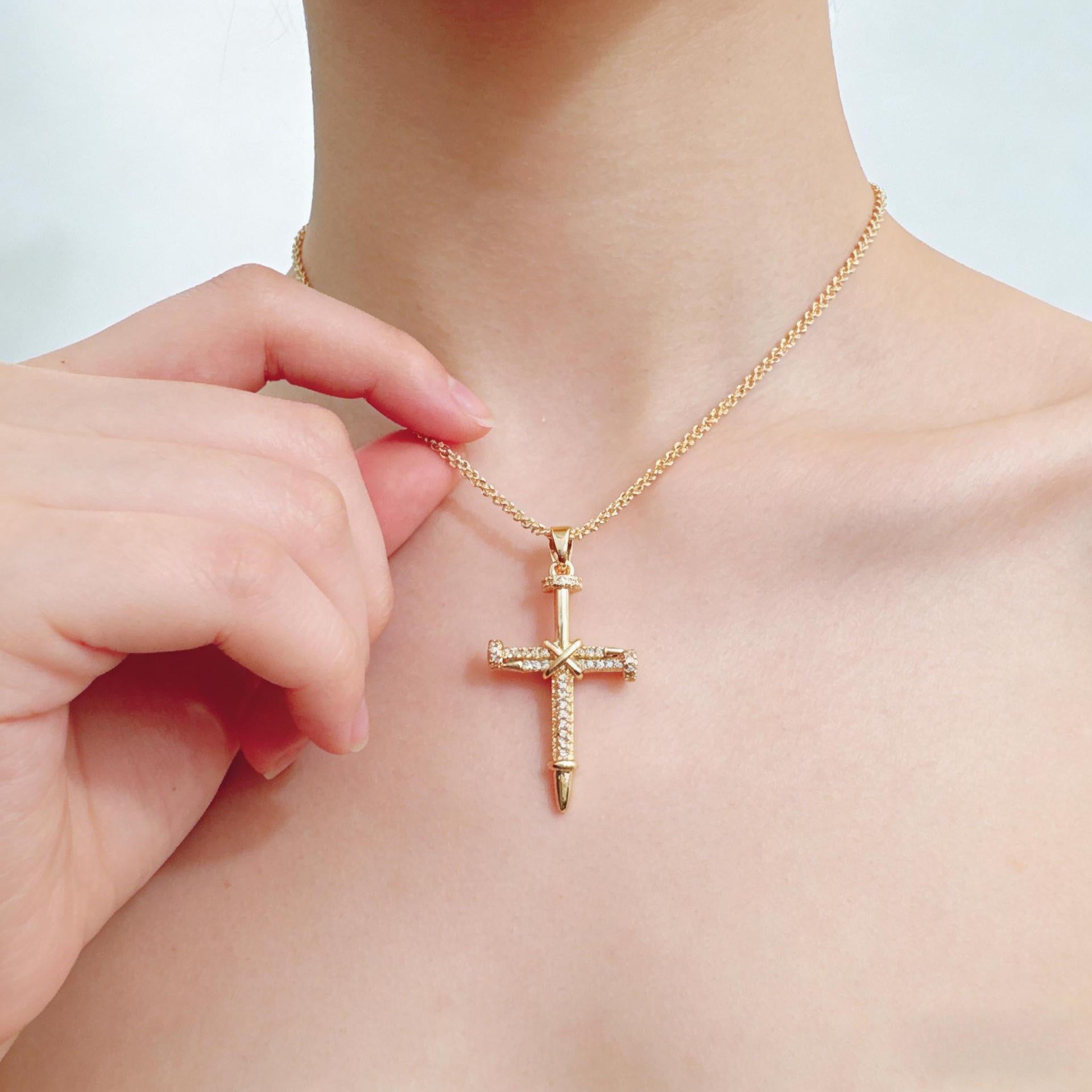 Wholesale Copper Gold Plated Cross Pendant Necklace