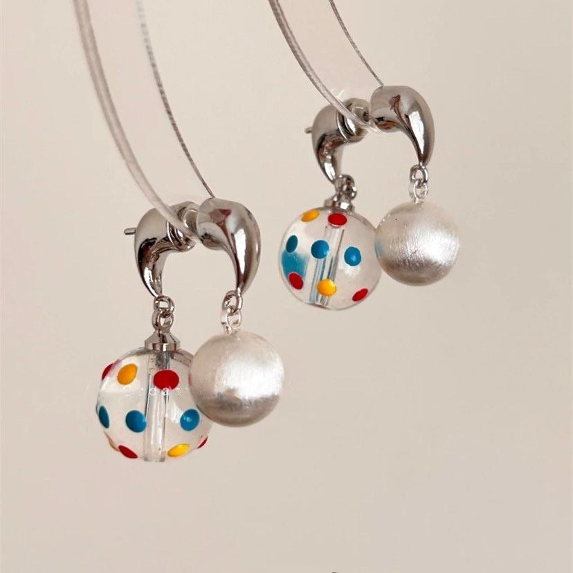 Wholesale Simple Color Wave Dot Ball Stud Earrings