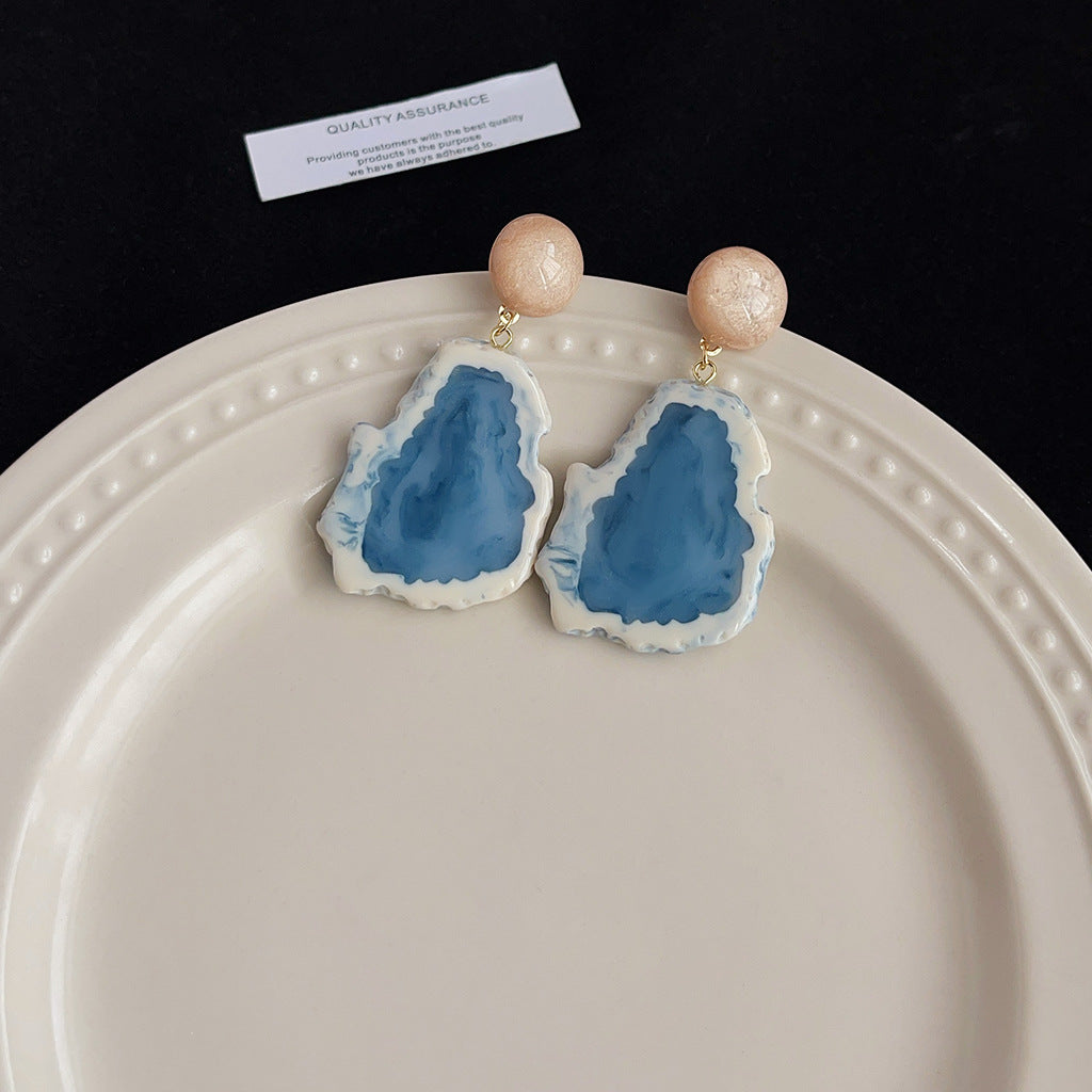 Wholesale Blue oil-drop retro earrings