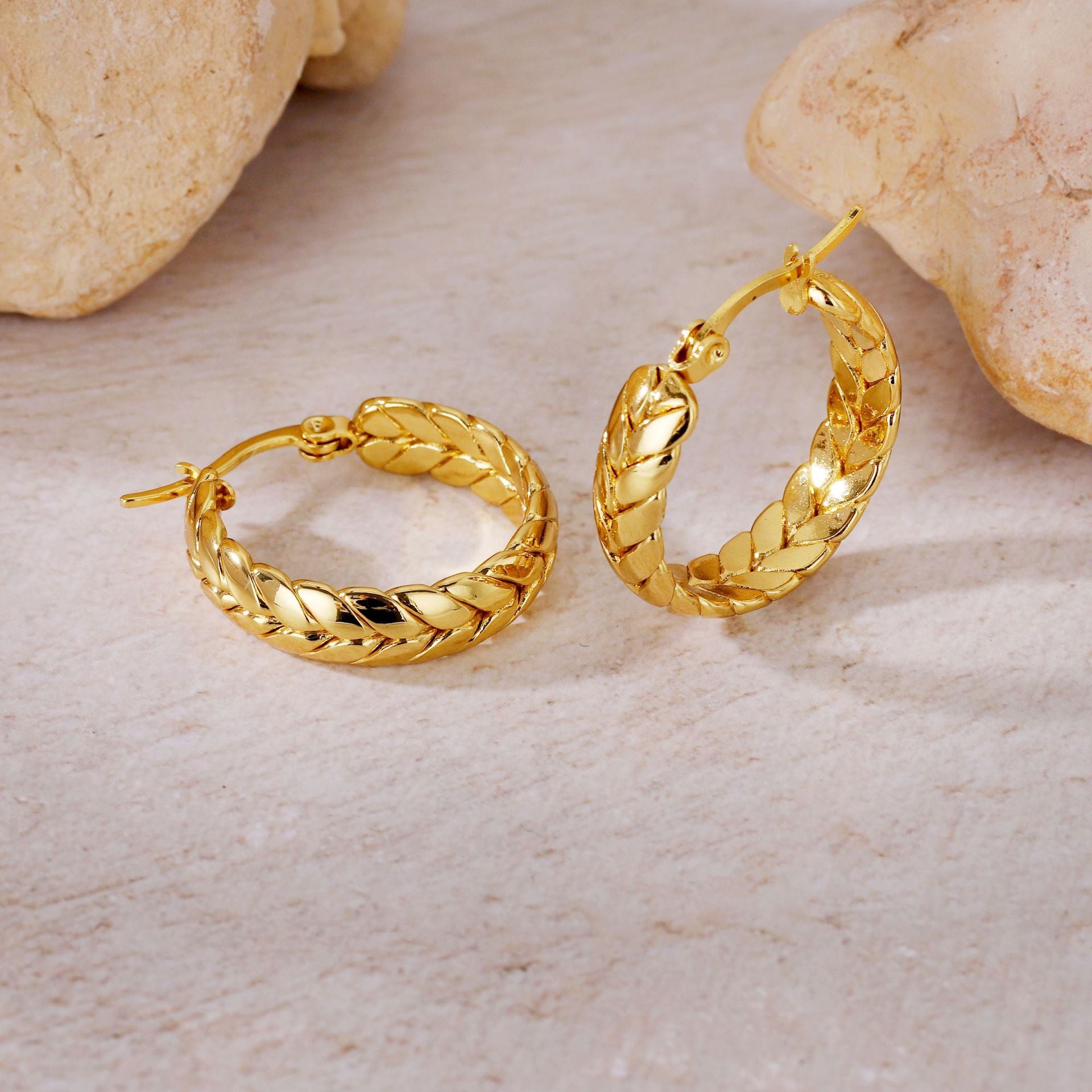 Wholesale Titanium Steel Wheat Ear Earrings