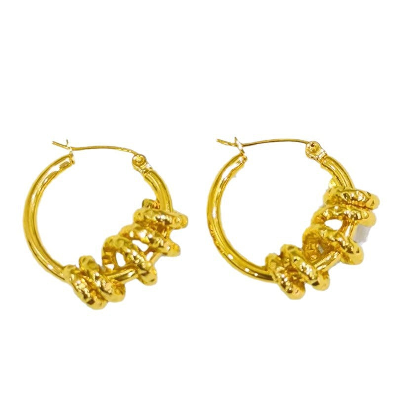 Wholesale Stylish Titanium Steel 18K Gold Plated Spiral Circle Earrings Women S Fashion Jewelry Accessory