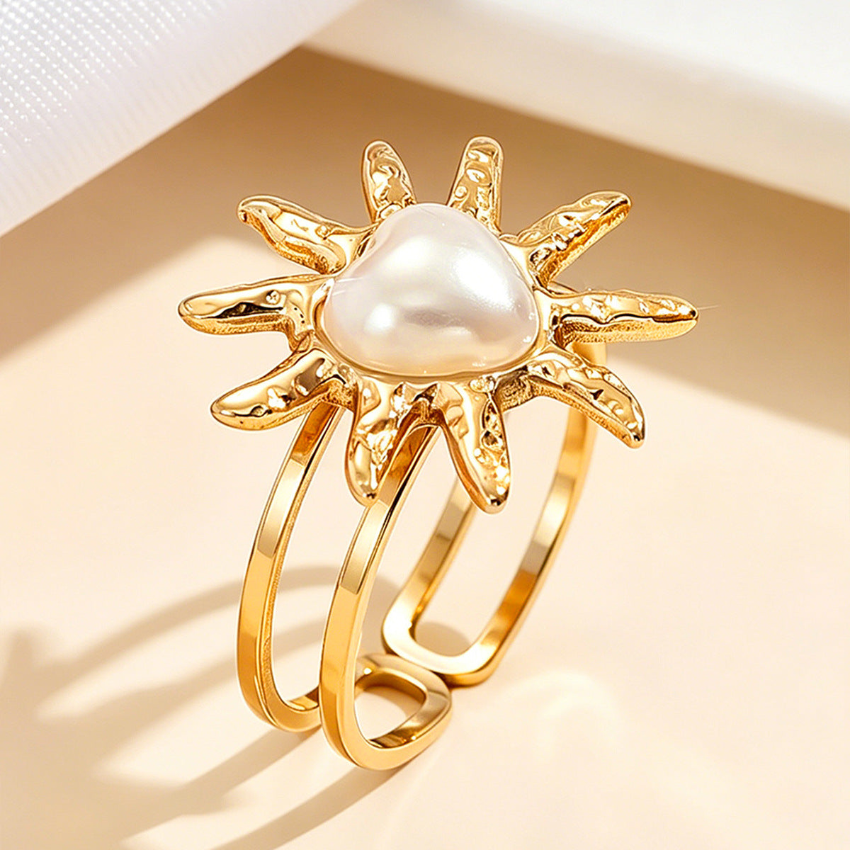 Wholesale Sweet Princess Pearl Flower Open Ring Stainless Steel 18K Gold Plated Women S Fashion Jewelry Accessory For Everyday Wear And Boutique Resale